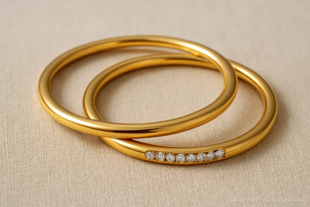 Light weight simple gold bangles design made from hollow pipe