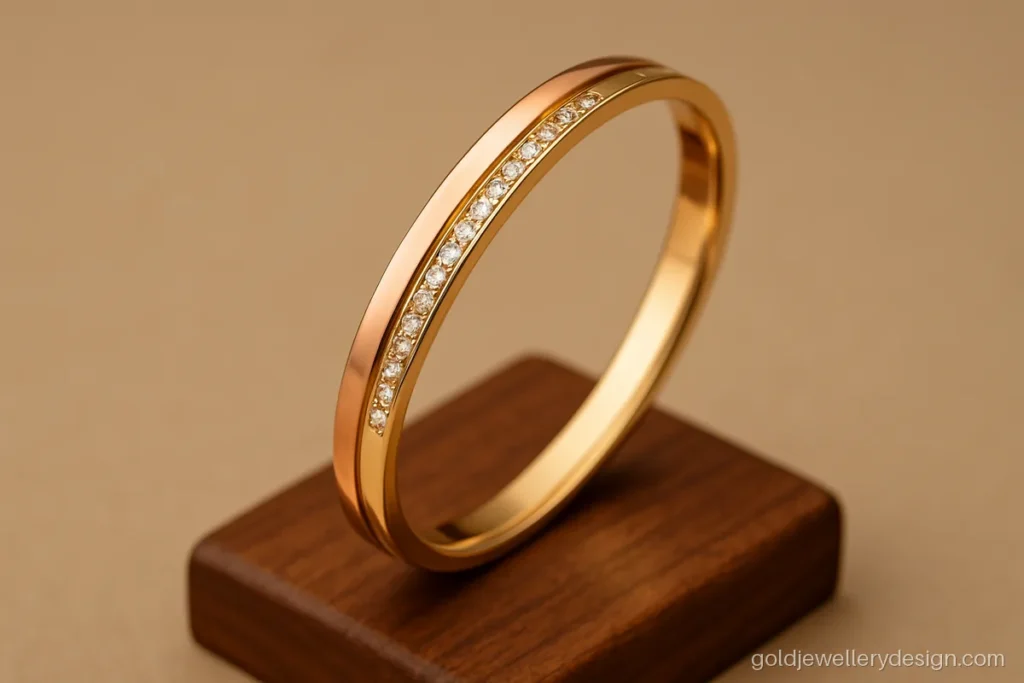 Gold bangles latest design in two-tone rose and yellow gold bands