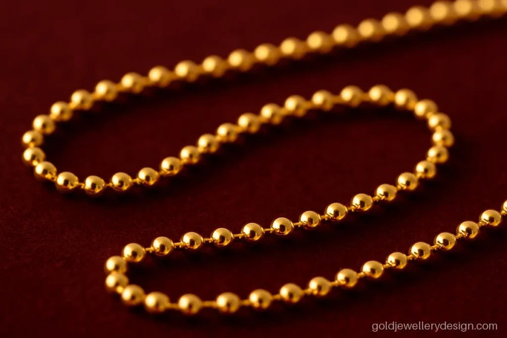 Ball chain gold design with tiny polished beads for everyday wear