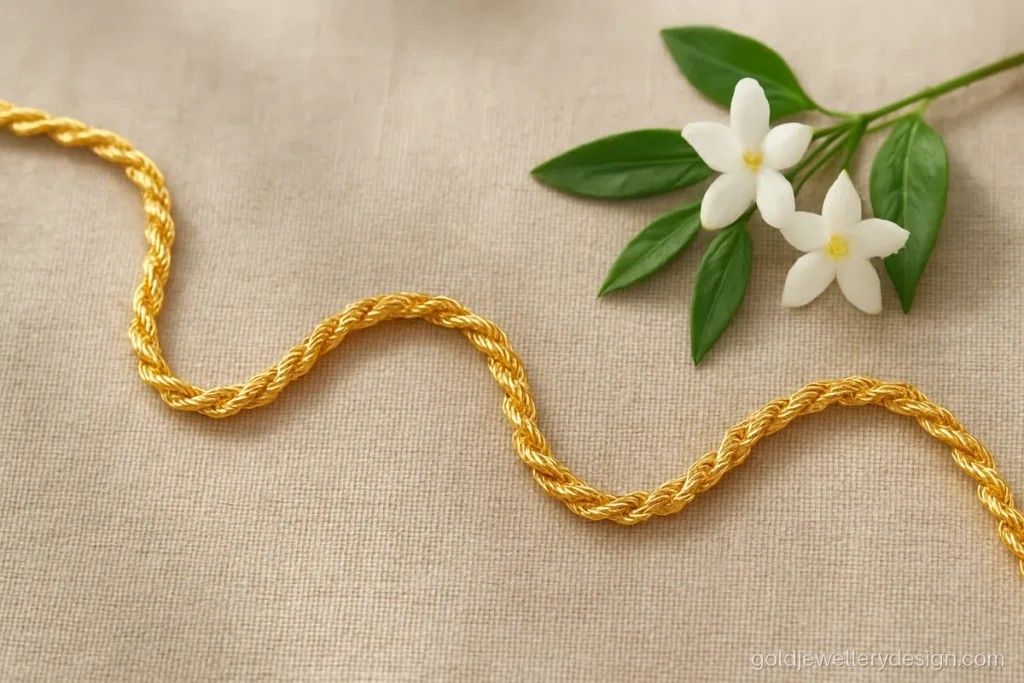 Latest gold chain design in a Singapore link with diamond cut sparkle