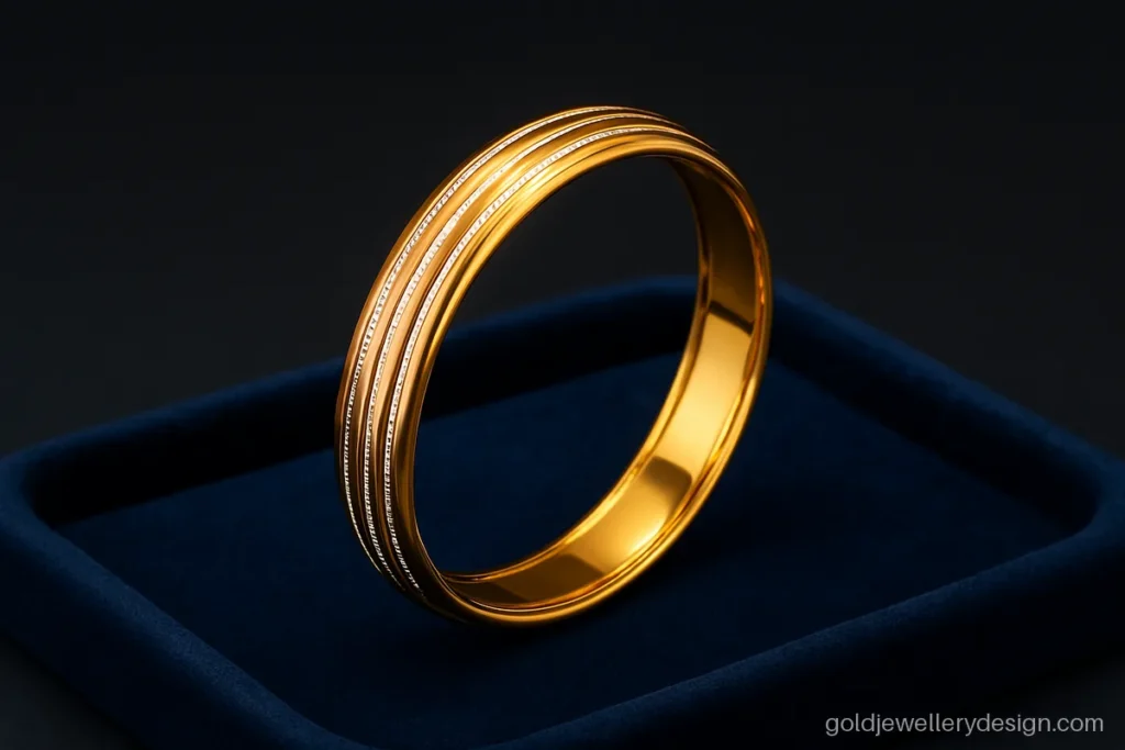 New bala design gold with two tone lines and polished rounded shape