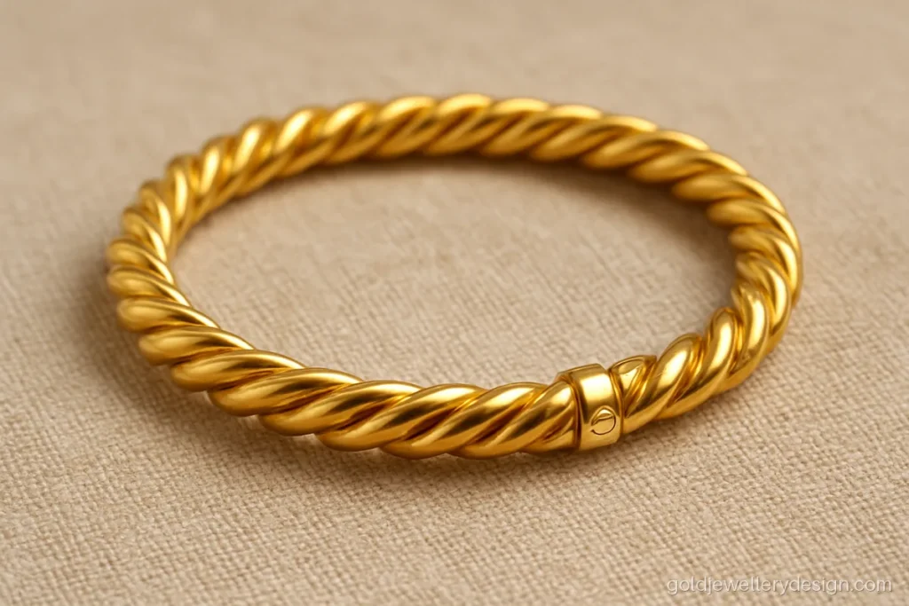 10 gram gold kada design with twisted rope pattern for women