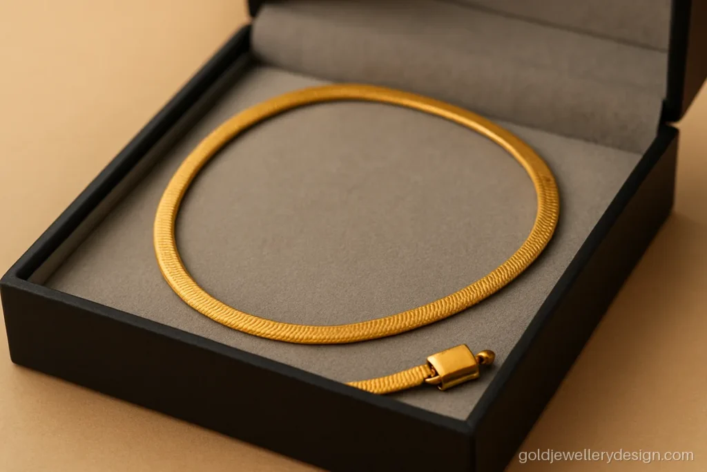 Boys gold chain design new style in a slim snake link with a matte finish