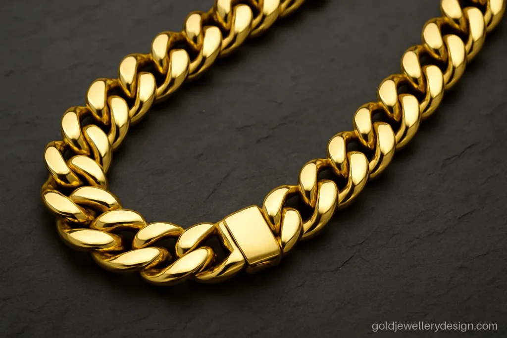 Heavy cuban link gold chain for men new design with a hidden lock