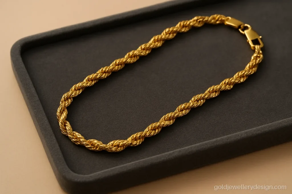 Slim diamond cut rope chain for men that sparkles under office lights
