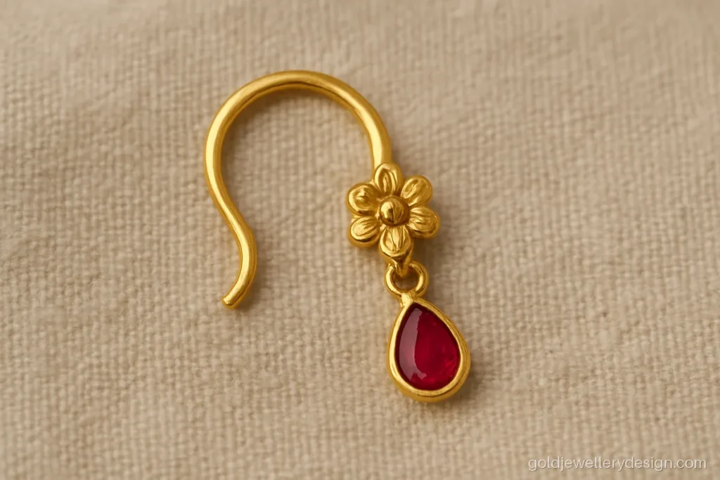 Besar design gold with small hook and teardrop stone