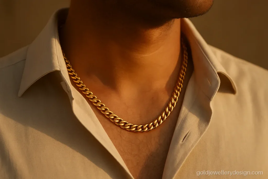 22k gold chain design for men in a solid curb link