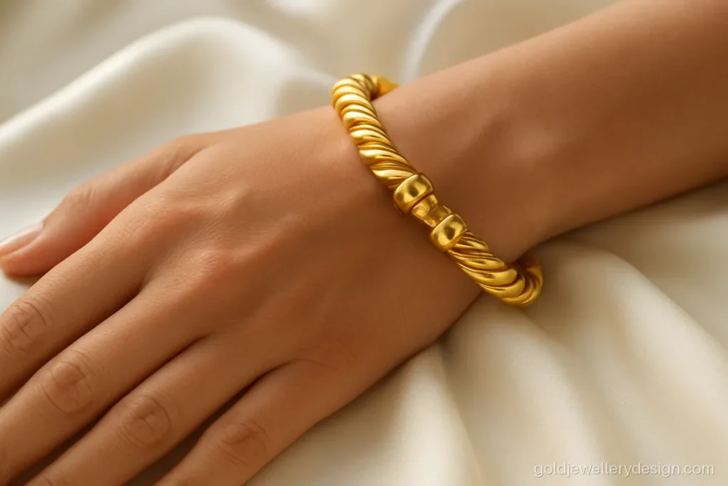 Gold bala design with price based on its heavy twisted solid weight