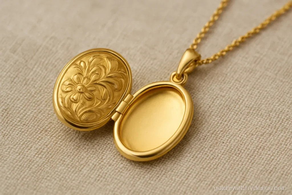 Gold locket design with price set by gold weight and the hinge work