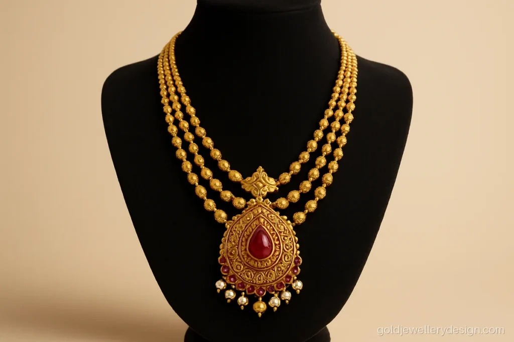 Rani haar gold design images with price shown as weight, karat and making
