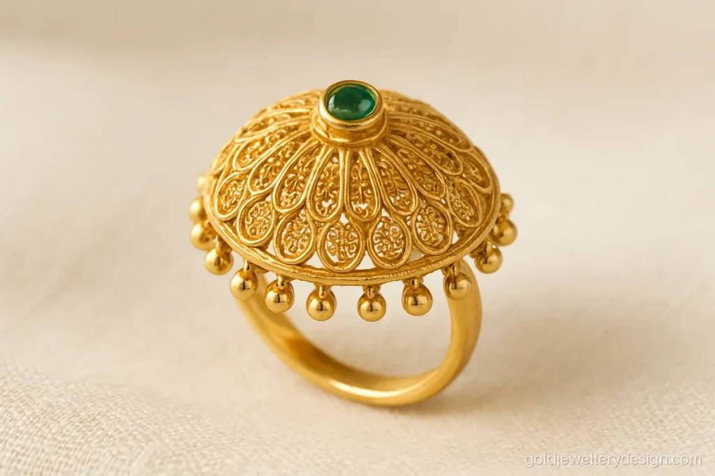 Engagement ring Rajputi umbrella ring gold design in a smaller, lighter size
