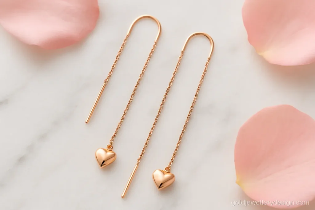 New gold sui dhaga design with a small heart drop in rose gold