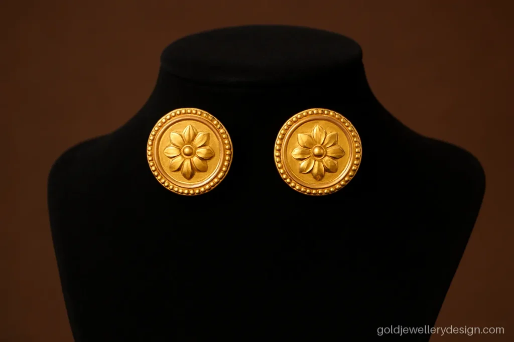 Big gold tops with coin style centre and beaded rim for parties
