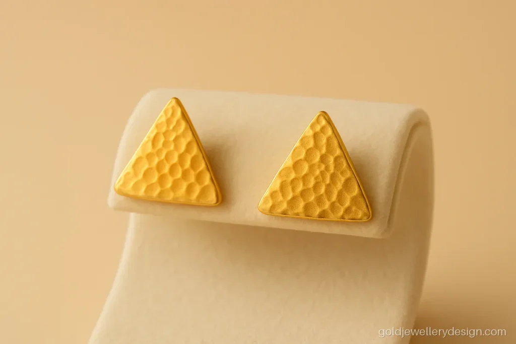 Unique gold tops design with a hammered triangle face