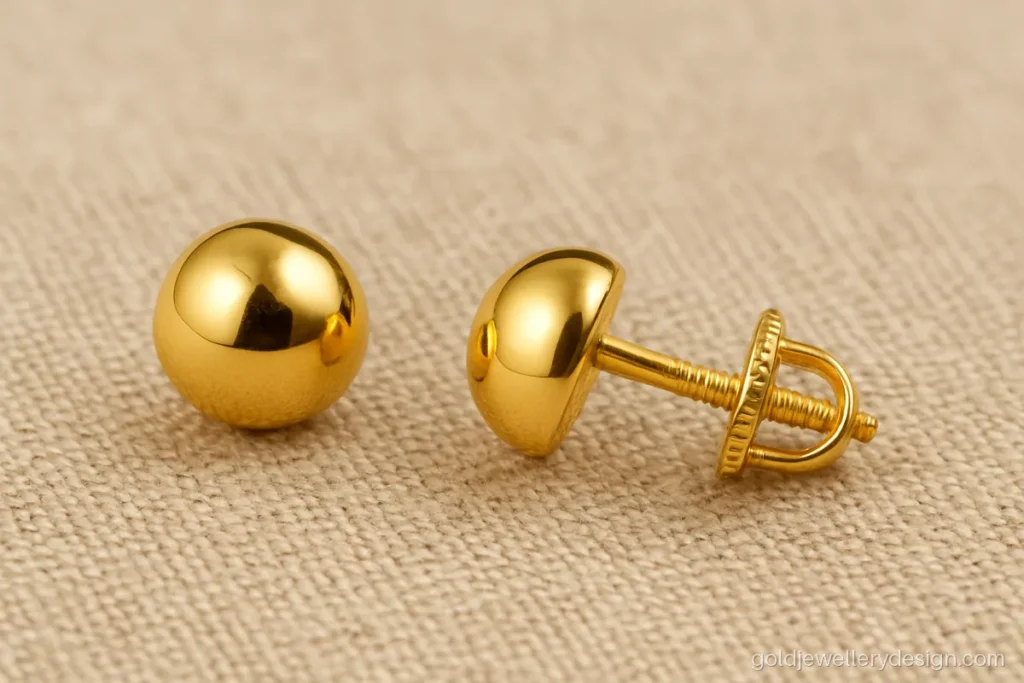 Small gold tops design with a plain polished dome and screw back